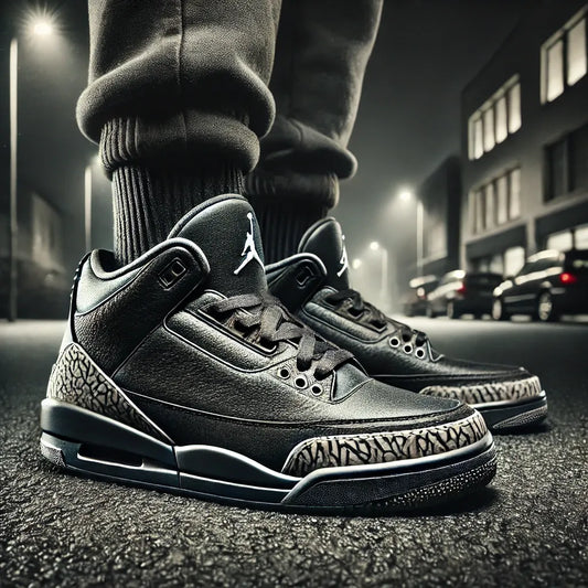 A pair of Air Jordan 3 Retro Black Cat