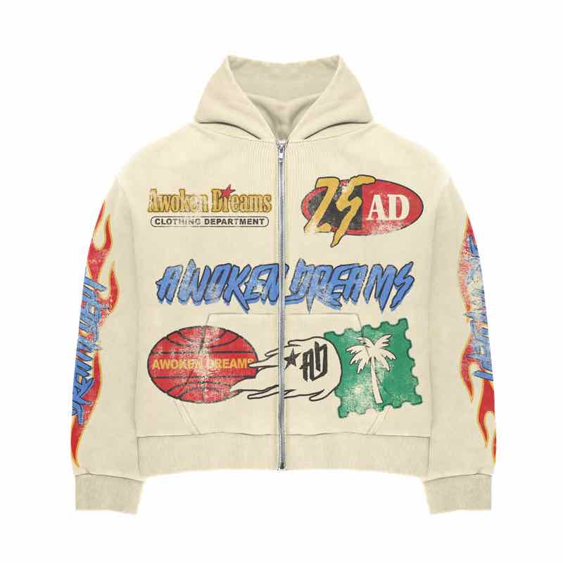 Awoken Dreams Dept Cream Zip Up Hoodie