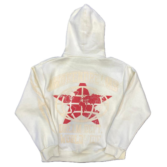 Awoken Dreams Varsity Cream Zip Up Hoodie