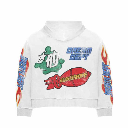 Awoken Dreams Dept White Zip Up Hoodie