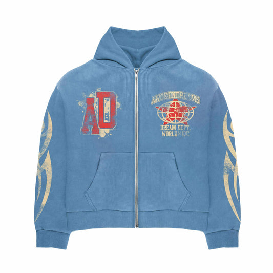Awoken Dreams Varsity UNC Blue Zip Up Hoodie