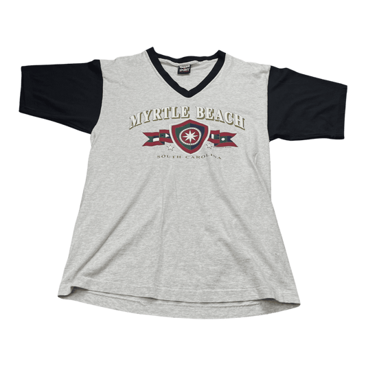 Vintage Myrtle Beach South Carolina Two-Tone Sleeve V-Neck T-Shirt - Used/Worn