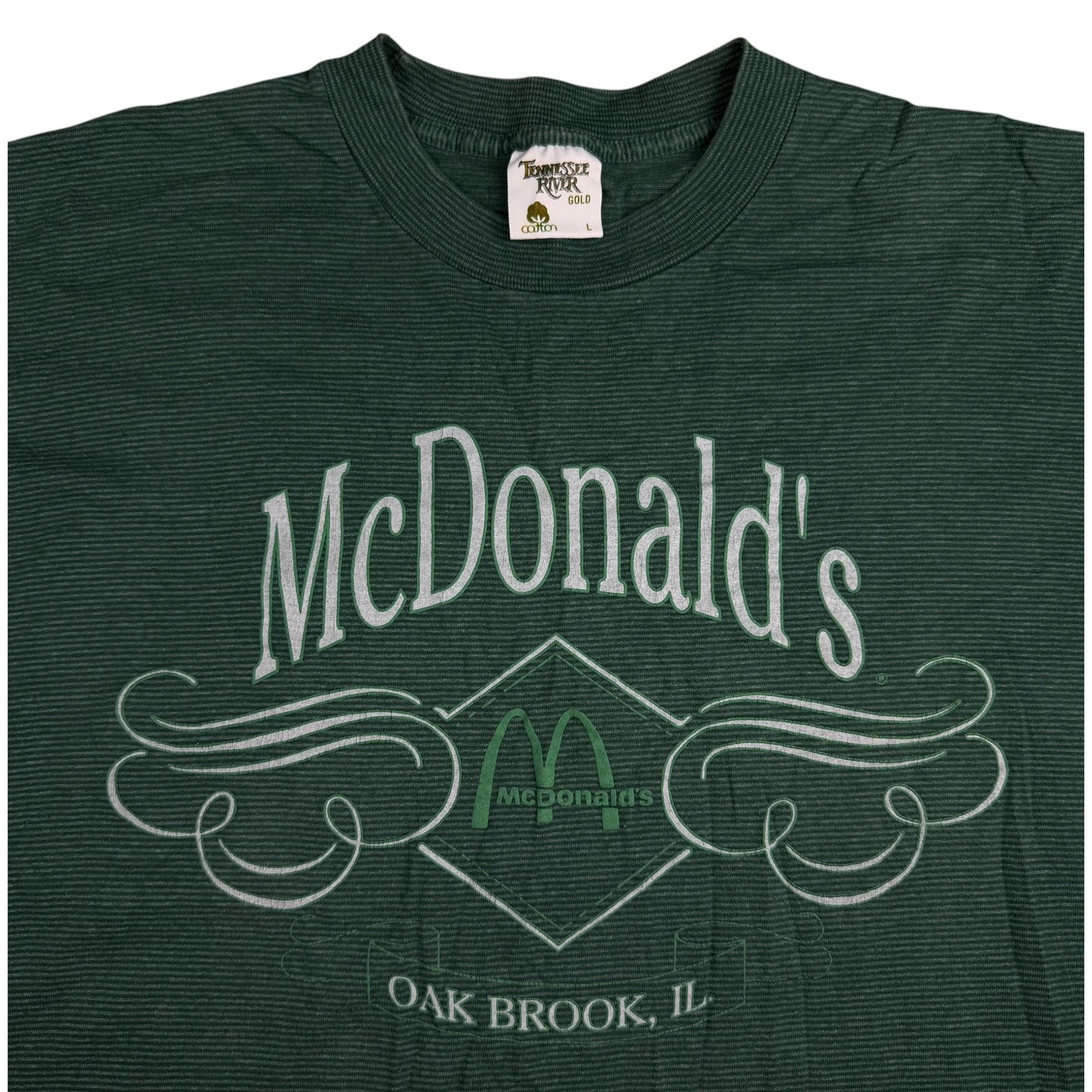 Vintage McDonald's Green Logo Promo Striped T-Shirt - Used/Worn
