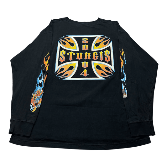 Vintage 2004 "Ride It Like You Stole It" Flame Biker Long-Sleeve T-Shirt - Used/Worn