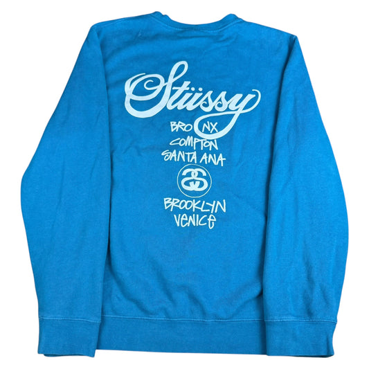 Stussy World Tour Blue Crewneck - Used/Worn