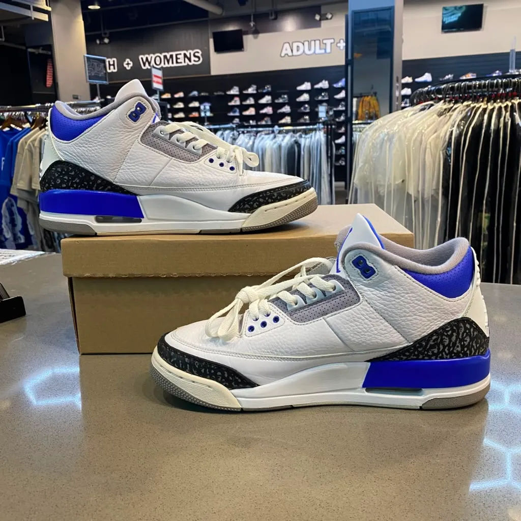 Jordan 3 Retro Racer Blue Size 10 CT8532-145 - Pre-Owned (Replacement Box)