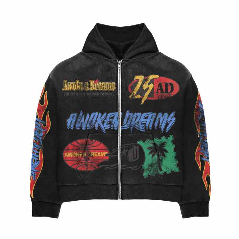 Awoken Dreams Dept Black Zip Up Hoodie