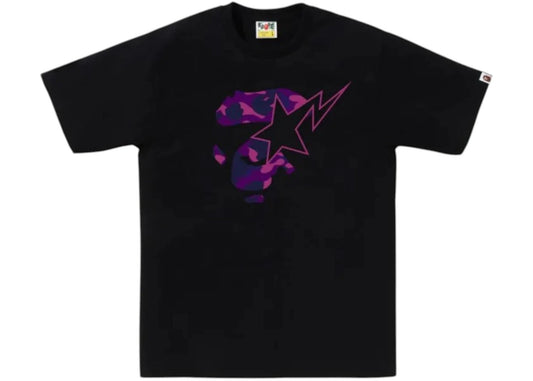 BAPE Color Camo Ape Face Sta Tee Black Purple