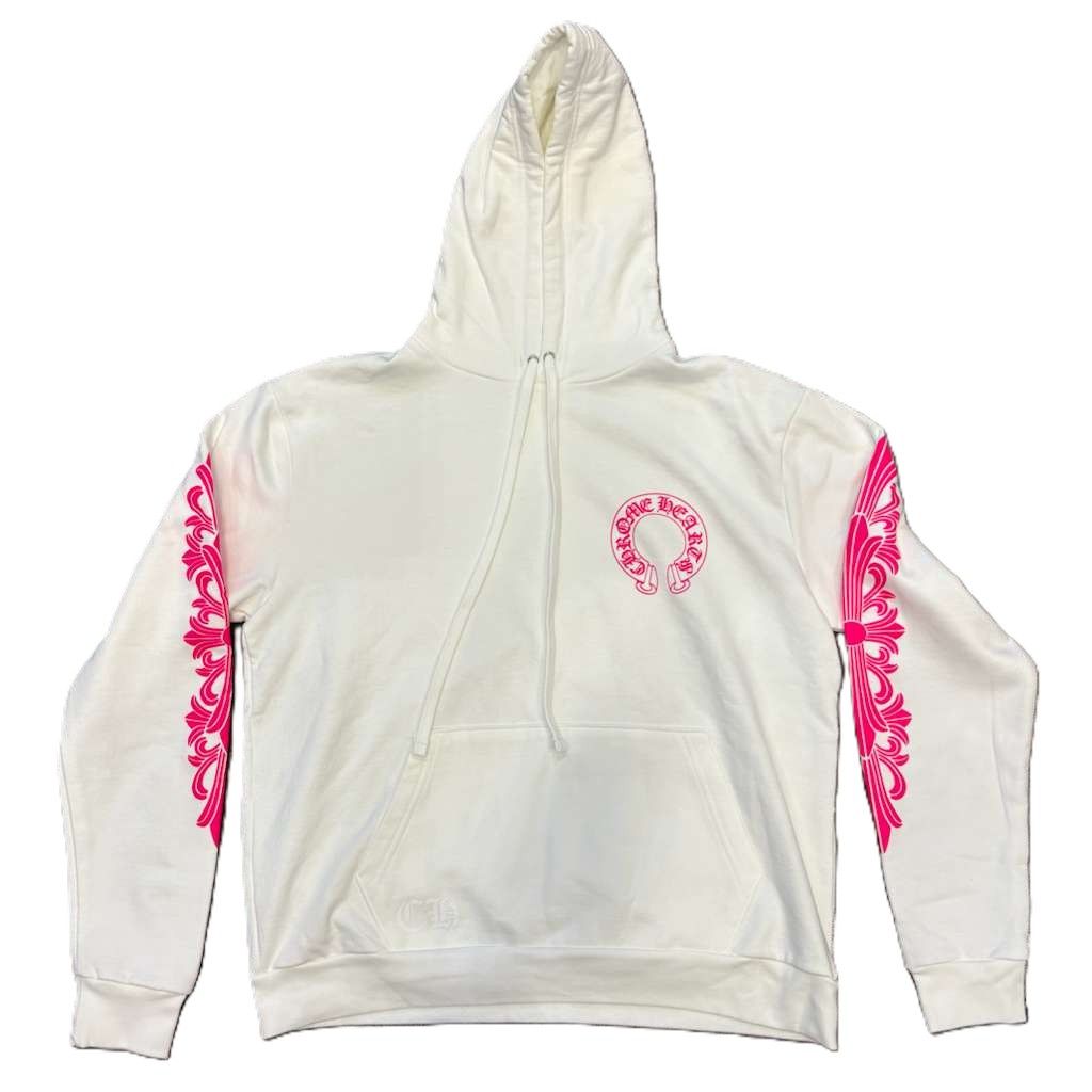 Chrome Hearts Horseshoe Logo Hoodie White/Pink