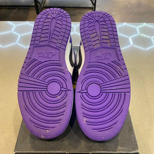 Jordan 1 Low Court Purple White (GS) Size 7Y 553560-500 - Pre-Owned