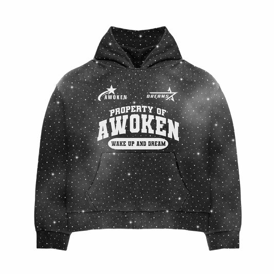 Awoken Dreams Rhinestone Black Zip Up Hoodie