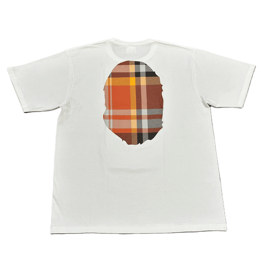 Bape Logo Check Big Ape Head Tee White/Orange