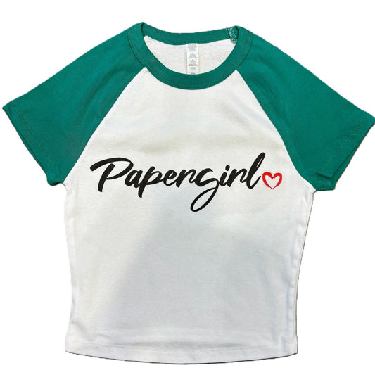 Green Papergirl Crop Tee