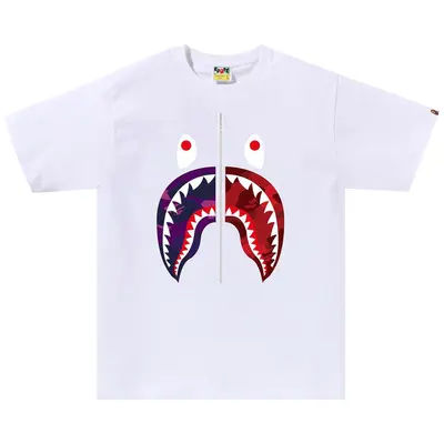 BAPE Color Camo Separate Shark Tee 'White/Purple'