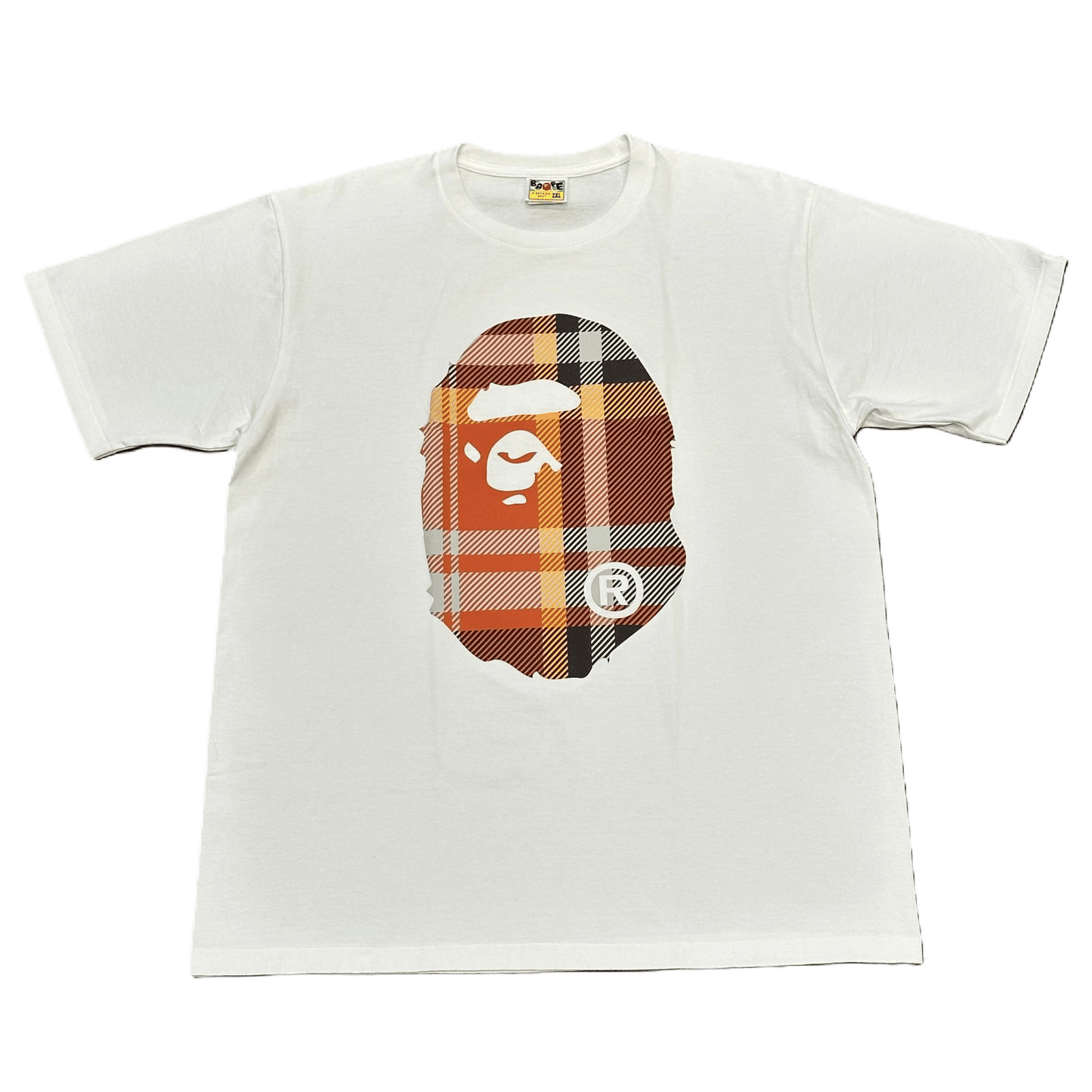Bape Logo Check Big Ape Head Tee White/Orange