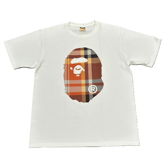 Bape Logo Check Big Ape Head Tee White/Orange