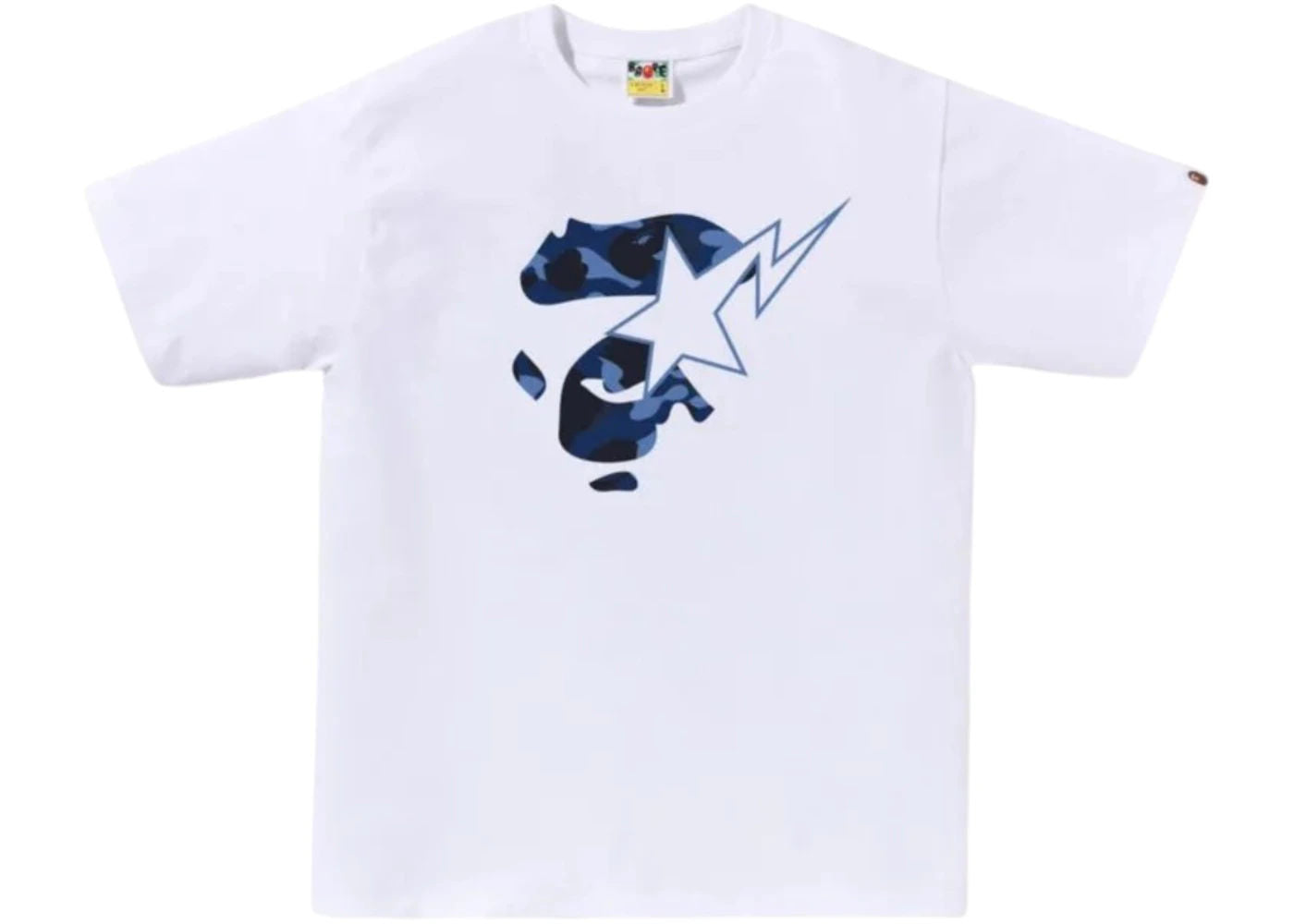 BAPE Color Camo Ape Face Sta Tee White Blue