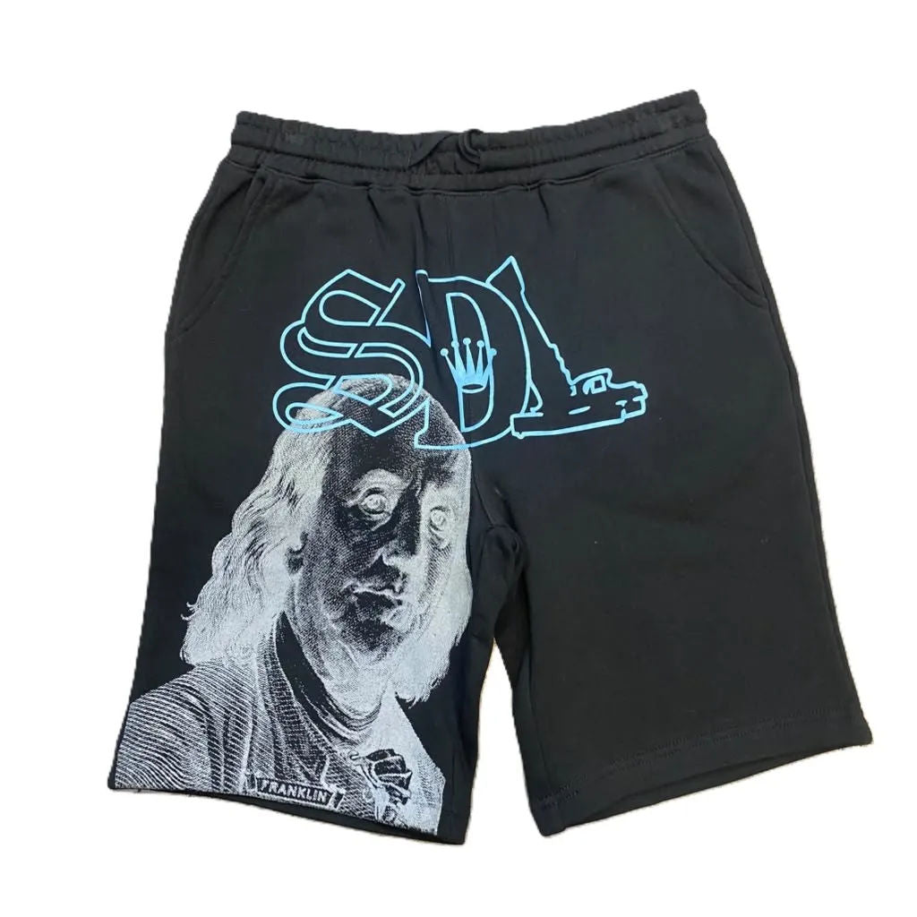 SDL G Crown Script Front Logo Benjamin Sweatshorts Black/Blue