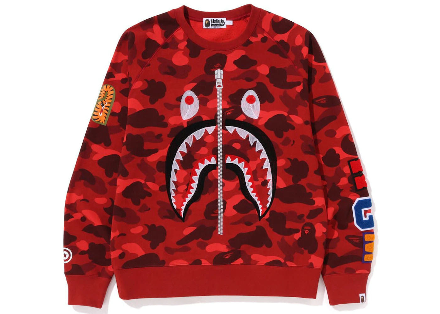 Bape Color Camo Shark Crewneck Red