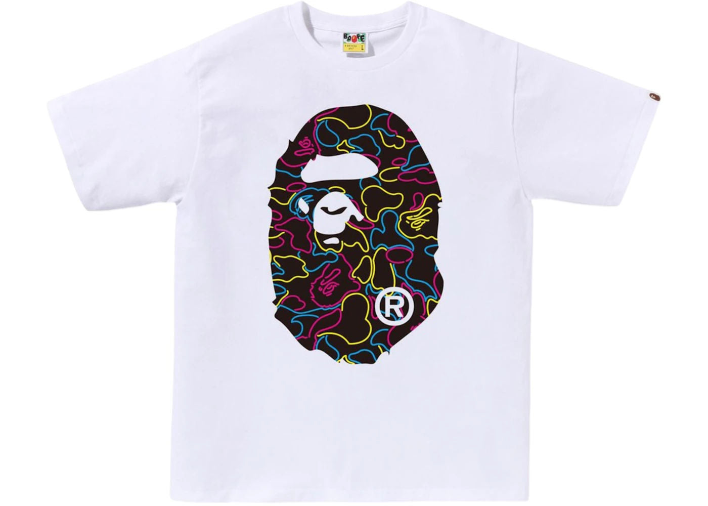 BAPE Neon Camo Big Ape Head Tee White