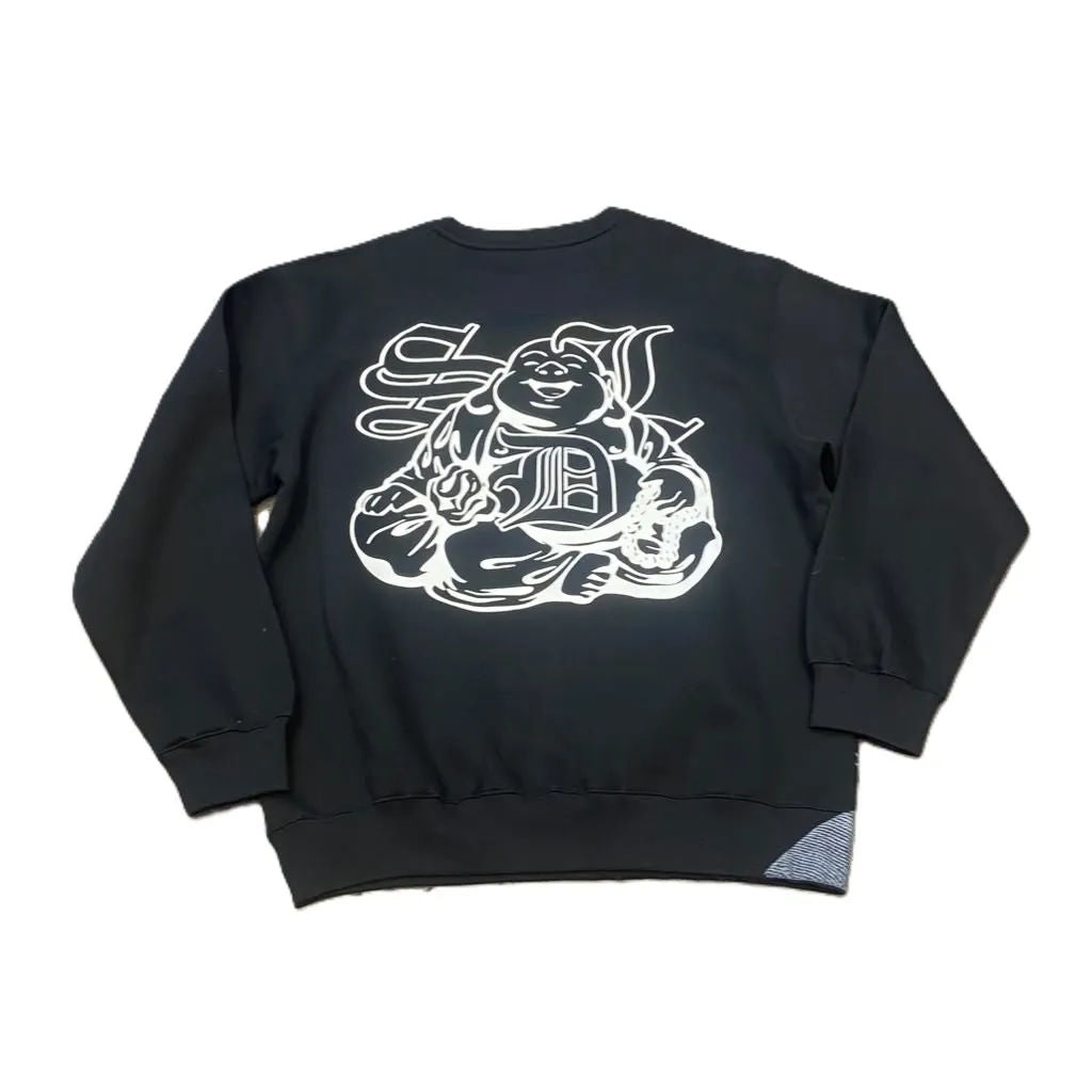 SDL Rhinestone Logo Benjamin Script Buddha Crewneck Black