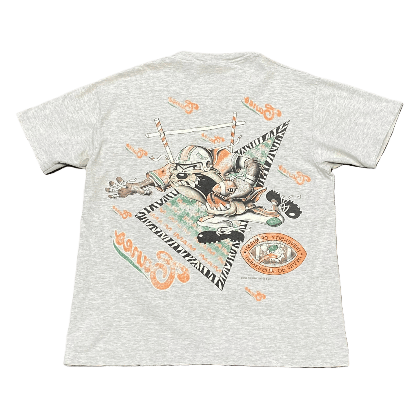 1993 Taz Miami Hurricanes Football T Shirt - Used/Worn