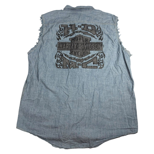 Vintage Harley-Davidson Denim Sleeveless Vest - Used/Worn