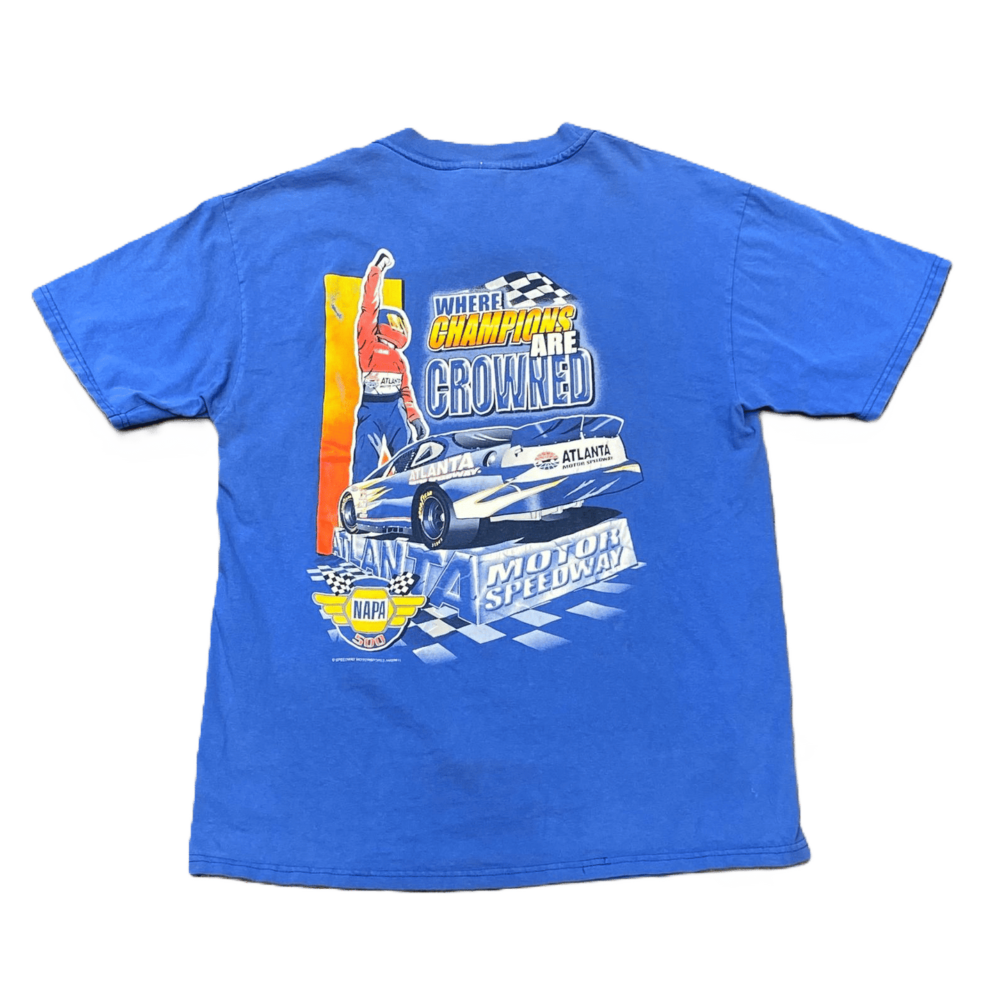 90S Atlanta Motor Speedway Napa 500 Racing Blue T Shirt - Used/Worn