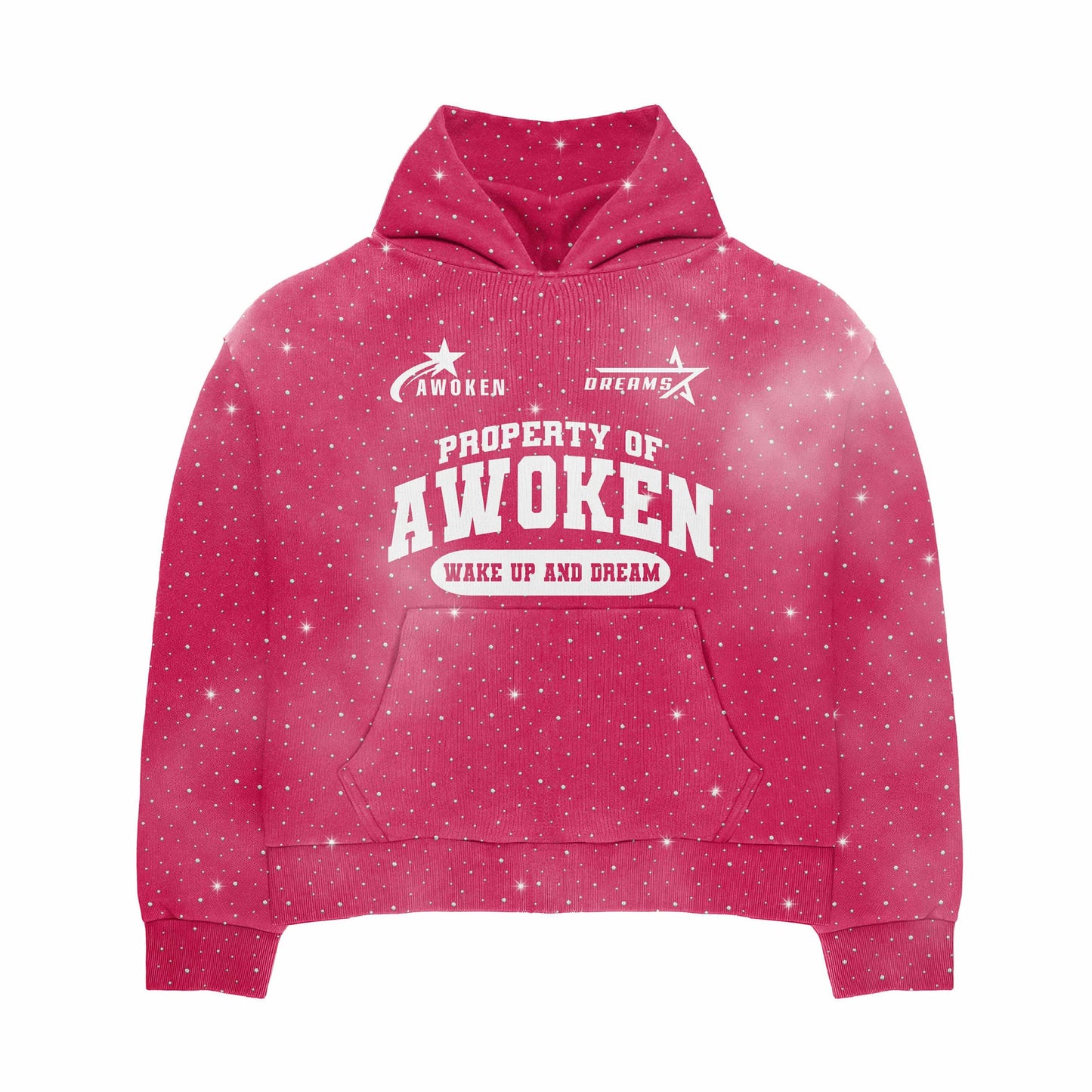 Awoken Dreams Rhinestone Pink Zip Up Hoodie