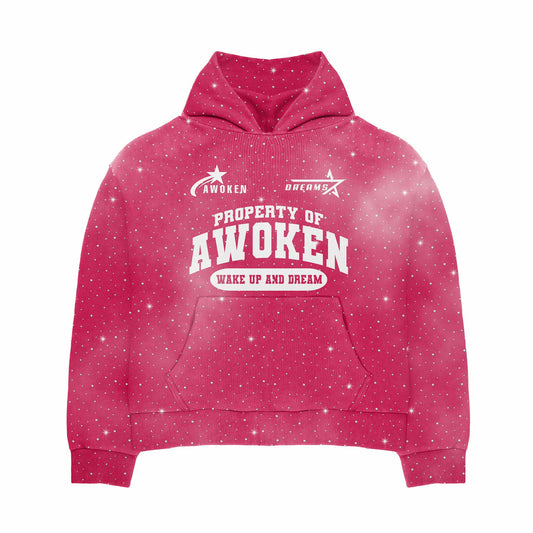 Awoken Dreams Rhinestone Pink Zip Up Hoodie