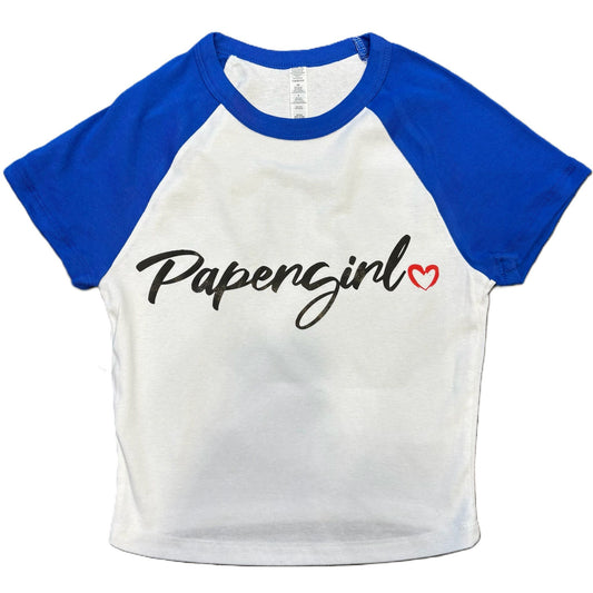 Blue Papergirl Crop Tee