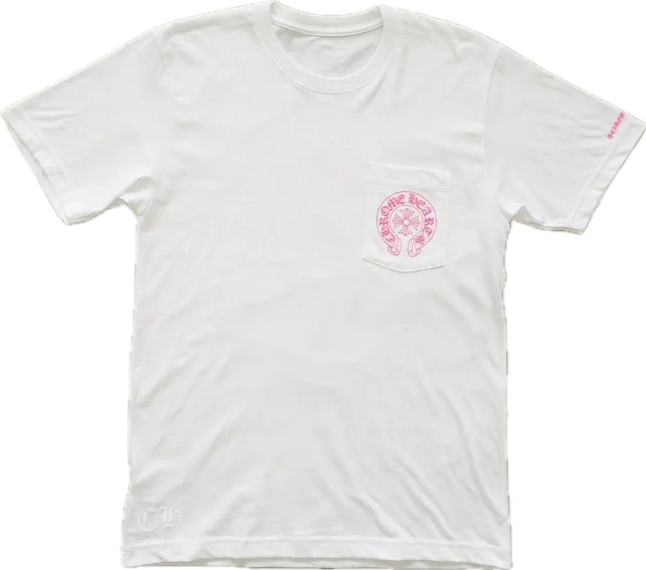 Chrome Hearts Horseshoe Logo Pocket T-Shirt White/Pink