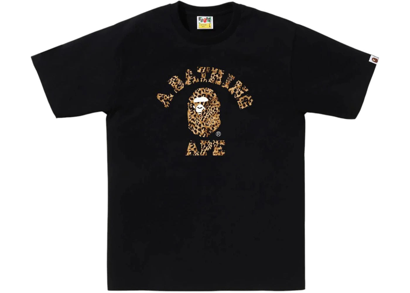 BAPE Wild Leopard Pattern College Tee Black/Beige