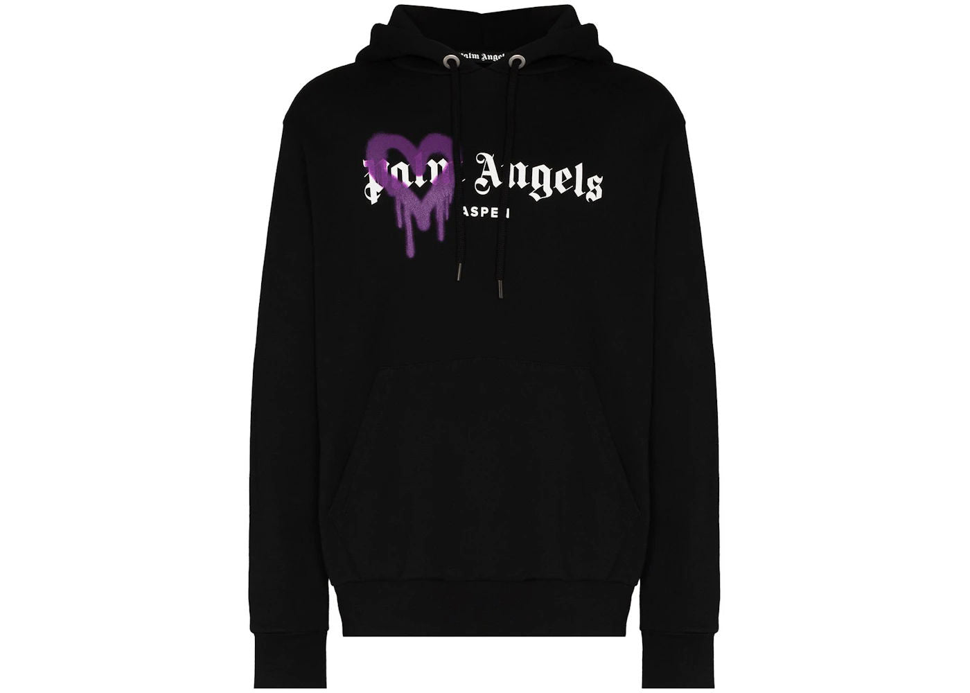 Palm Angels Aspen Heart Sprayed Logo Hoodie Black/White/Purple