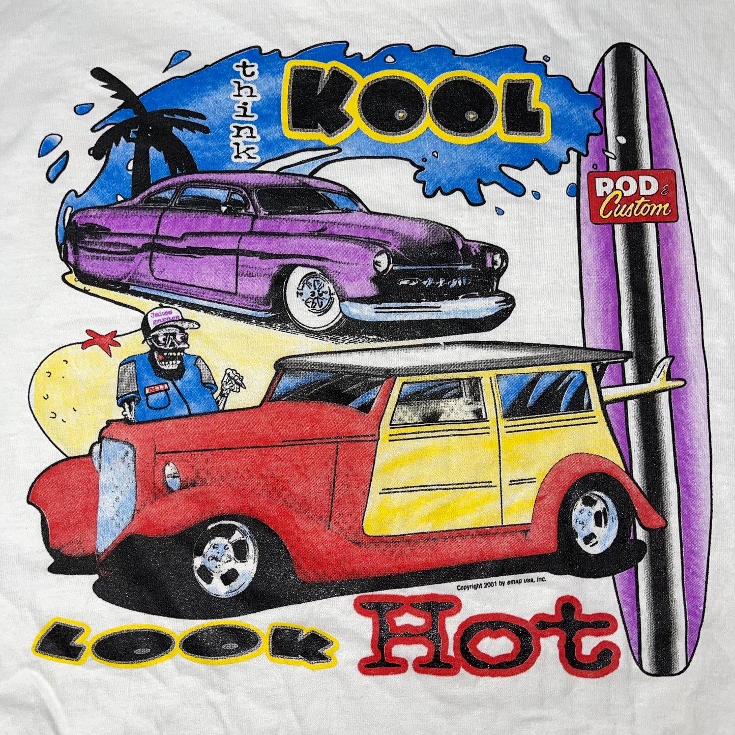 2001 Think Kool Look Hot Rod & Custom Cars T-Shirt - Used/Worn