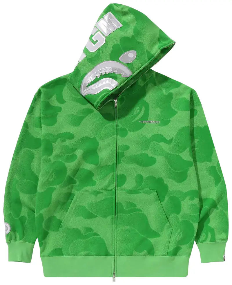 BAPE Ink Camo Shark Zip Hoodie Green