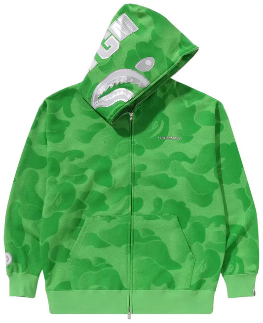 BAPE Ink Camo Shark Zip Hoodie Green