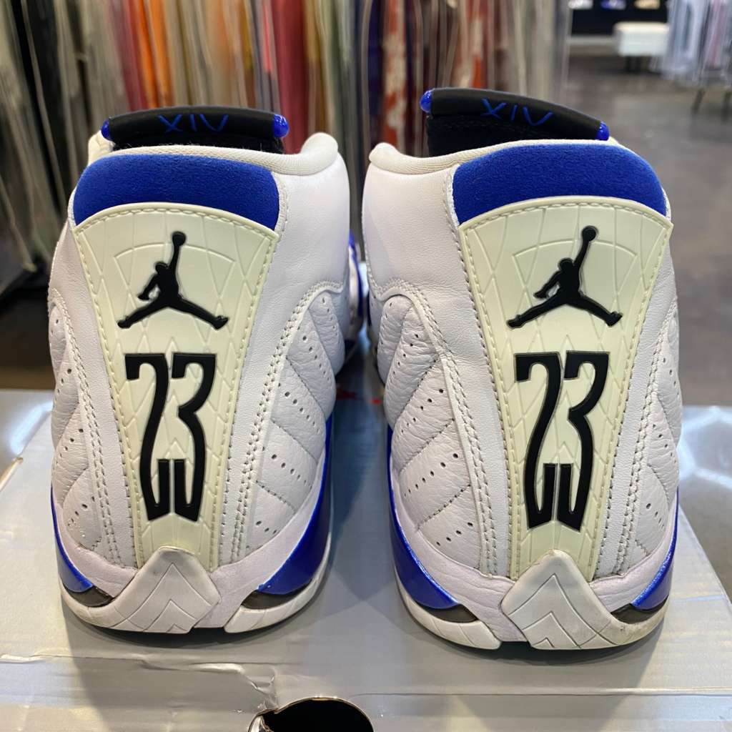 Jordan 14 Retro White Hyper Royal Size 10 487471-104 - Pre-Owned