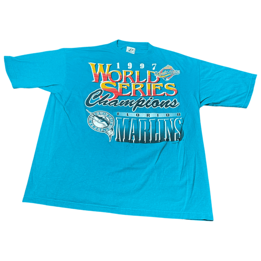Vintage 1997 MLB Florida Marlins World Series Champions T-Shirt - Used/Worn