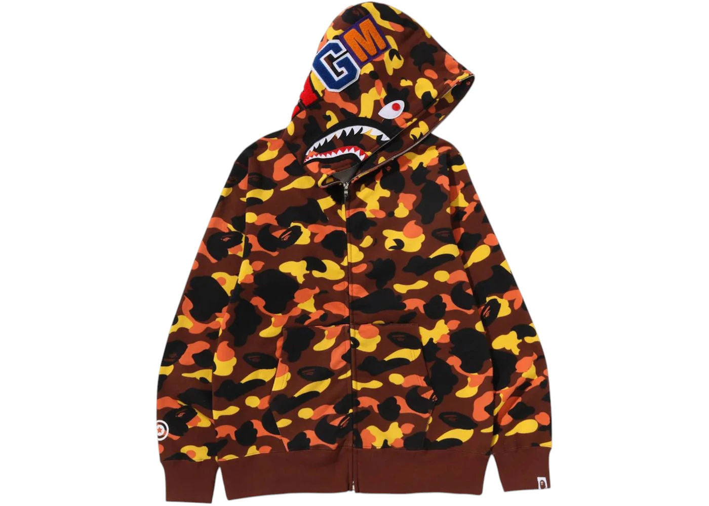 BAPE 1st Camo Shark Full Zip Hoodie Orange