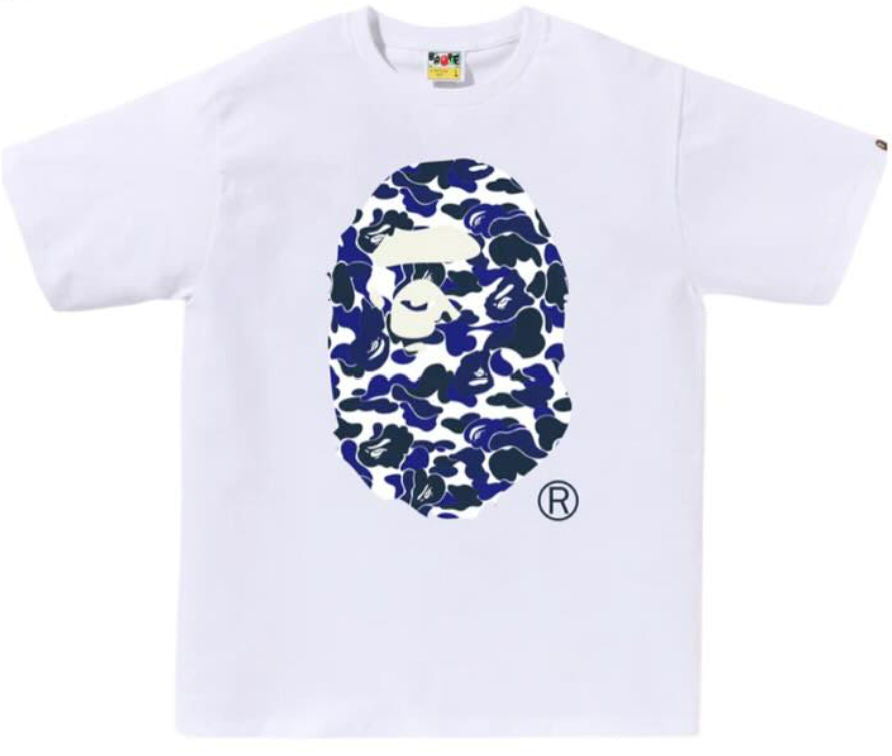 BAPE Color Camo Big Ape Head Tee Bape.com White/Blue