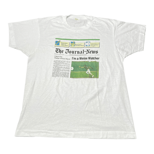 Vintage 1988 MLB Walter Weiss Oakland Athletics Newspaper T-Shirt - Used/Worn
