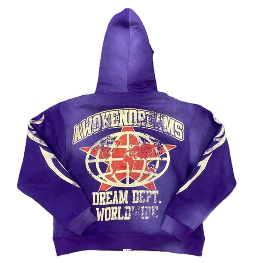 Awoken Dreams Varsity Purple Zip Up Hoodie