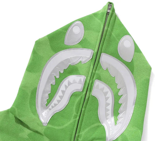 BAPE Ink Camo Shark Zip Hoodie Green