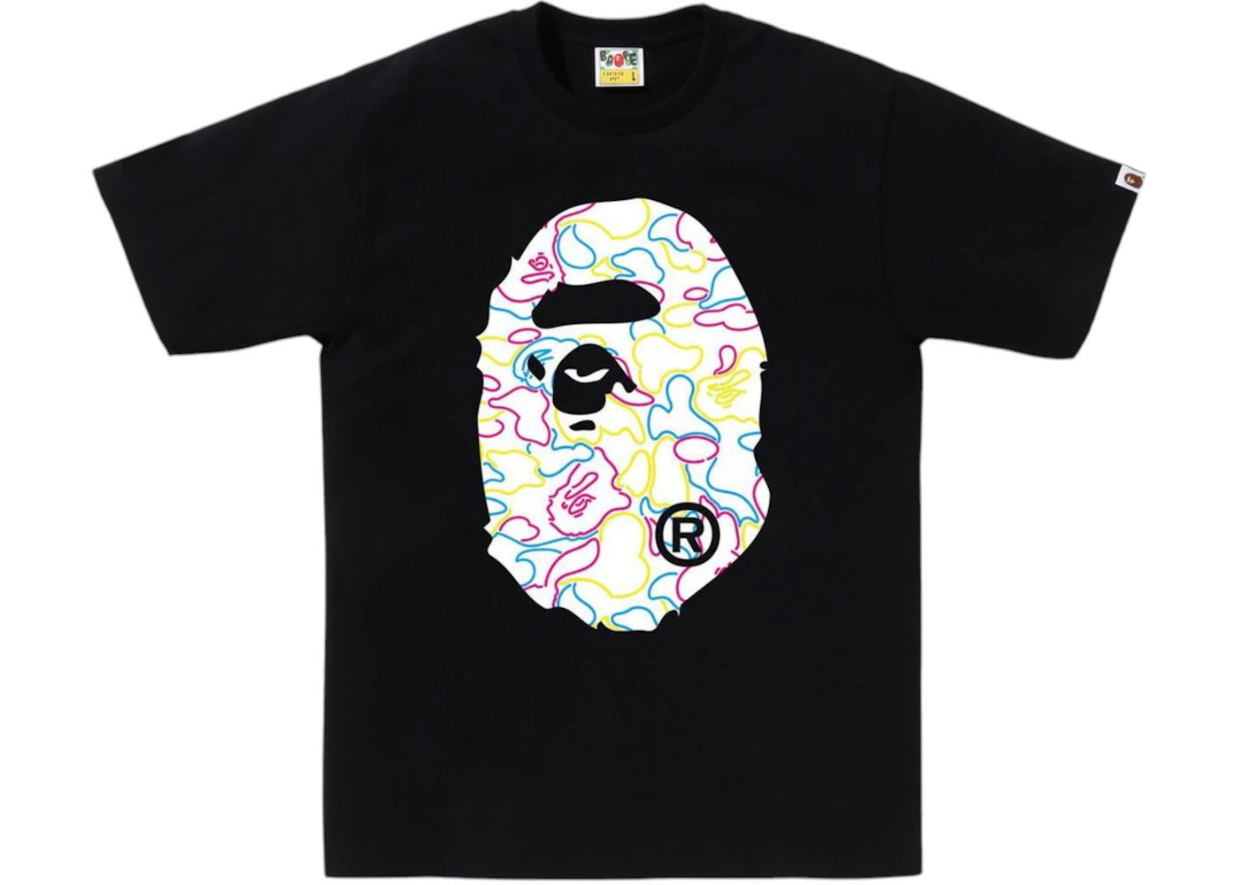 BAPE Neon Camo Big Ape Head Tee Black