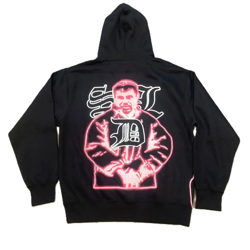 SDL Neon Pink Benjamin Crown Logo Chapo Hoodie Black