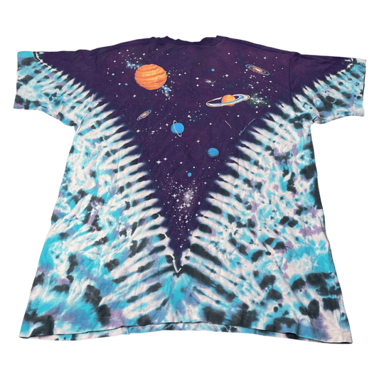 Vintage 1992 Space Galaxy Planets AOP Liquid Blue Tie-Dye T-Shirt - Used/Worn