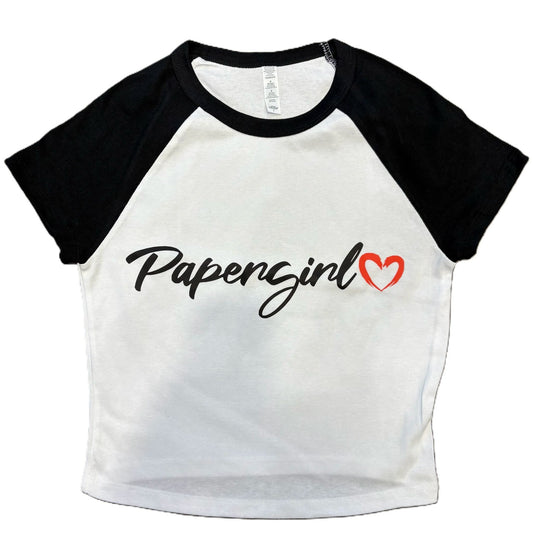 Black Papergirl Crop Tee