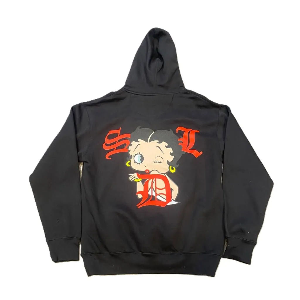 SDL Red Crown Script Betty Boop Hoodie Black