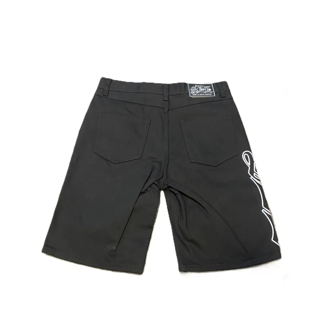 SDL Chapo Crown Logo Jean Shorts Black